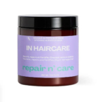 Un pot de masque nutrition intense « In Haircare » est présenté. L'étiquette, en anglais et en français, souligne son efficacité pour nourrir, réparer et fortifier les cheveux secs ou abîmés. Le contenant est de 250 ml. Dakar