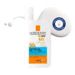 Flacon de crème solaire La Roche-Posay Anthelios UVMune 400 Dermo-Pediatrics avec SPF 50+ sur fond blanc. Le flacon arbore un texte bleu et orange avec un petit motif de soleil et un badge « recommandé par les dermatologues ». Dakar