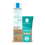 Emballage de La Roche-Posay Effaclar Duo et Effaclar Gel Micro-Peeling. La boîte et le tube arborent un logo bleu et blanc, avec un texte soulignant les bienfaits anti-imperfections et les bienfaits pour la peau. Dakar