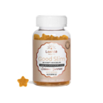 Un pot de bonbons gélifiés Lashilé Beauty Good Slim, orné d'un bonbon en forme d'étoile. L'étiquette mentionne des ingrédients comme la L-carnitine, le sureau, la chicorée et le maté. Le pot contient 60 bonbons gélifiés végétaliens pour la gestion du poids. Dakar