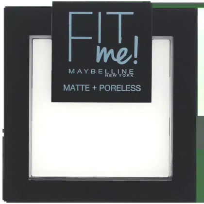 Poudre compacte noire Maybelline Fit Me! Matte + Poreless avec couvercle ouvert. Dakar