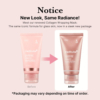 Image montrant un avant et un après de l'emballage du masque enveloppant au collagène Medicube. Le tube « Avant » est rose avec un texte blanc, tandis que le tube « Après » conserve un design rose élégant et moderne. Le texte ci-dessus met en valeur le nouveau look avec la même formule. Dakar
