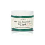 Un pot vert et blanc de masque gel AXIS-Y New Skin Resolution, contenant de la feuille de cœur, de la centella asiatica et 2 % de niacinamide. Le pot est étiqueté avec les informations produit et possède un couvercle blanc. Dakar