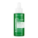 Un flacon vert de Sérum Éclat à l'Acide Azélaïque 10 % A Control de NINELESS, muni d'un bouchon compte-gouttes blanc, contient de la niacinamide et du panthénol pour les peaux à tendance acnéique. Ce sérum de 30 ml, similaire à l'Anua Sérum Acide Azélaïque 10 + Hyaluron Anti Imperfections, favorise la clarté et la douceur de la peau. Dakar