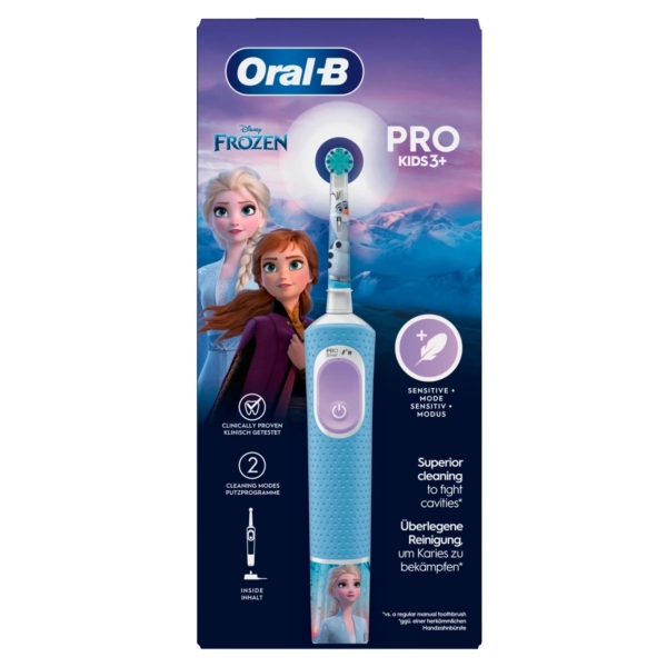 La brosse à dents électrique Oral-B Vitality PRO Kids Frozen est parfaite pour les enfants de 3 ans et plus, avec un design « Frozen » avec Elsa et Anna pour une protection supérieure contre les caries et un mode de nettoyage doux. Dakar