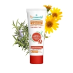 Un tube de Gel Chaleur Pure Puressentiel Muscles & Articulations aux 14 huiles essentielles, avec des notes de romarin et d'arnica. L'emballage affiche un texte en anglais et en français, soulignant sa chaleur longue durée pour un soulagement musculaire et articulaire. Dakar
