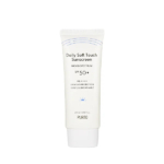 Tube blanc de crème solaire Purito Daily Soft Touch SPF 50+ PA++++. Le tube porte une inscription indiquant une protection UVA/UVB à large spectre et est étiqueté comme doux et respirant. Le format est de 60 ml (2,02 fl oz). Dakar