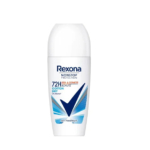 Flacon de déodorant roll-on Rexona blanc avec les mentions « Protection Nonstop », « Sec coton 72 h » et « 0 % d'alcool ». Le design est rehaussé de touches de bleu et le texte de la marque est en noir et bleu. Dakar