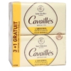 Coffret de quatre savons Cavaillès, étiquetés « L'Original ». L'emballage souligne son adéquation aux peaux sensibles et mentionne 93 % d'ingrédients d'origine naturelle. Une promotion 3+1 est affichée sur le côté gauche. Dakar