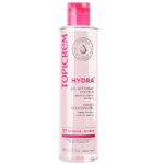Flacon de gel nettoyant doux Topicrem Hydra+ avec bouchon rose. L'étiquette souligne sa teneur en glycérine de 5 % et son adéquation aux peaux sèches et sensibles. Texte en français et en anglais. Format 200 ml. Dakar