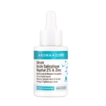 Le Sérum Concentré Anti-Imperfections Acide Salicylique 2% et Zinc Aroma Zone 30 ml est doté d'un bouchon compte-gouttes. Son étiquette blanche comporte un texte en français, une touche de bleu et la mention « Fabriqué en France » subtilement imprimée en bas. Dakar
