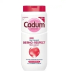 Un flacon blanc et rose de 450 ml de Cadum Gel Douche Dermo Respect Sans Savon, avec un bouchon rouge et un étiquetage français - parfait pour les peaux sensibles et ceux qui apprécient les soins doux, sans savon, similaires à ceux de Dove. Dakar