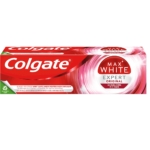 Boîte rectangulaire de Colgate Dentifrice Total Plus Fraîcheur 75 ml, majoritairement rouge et blanche avec des tourbillons, présente un symbole de recyclage vert en bas à gauche et met en valeur des dents visiblement plus blanches en 5 jours. Dakar