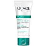 Tube de Masque Peel-Off Purifiant Hyséac d'Uriage, avec emballage vert et blanc, avec texte en français et en anglais. Ce produit est décrit comme purifiant, resserrant les pores et adapté aux peaux grasses à imperfections. Dakar