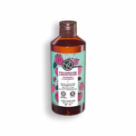 Un flacon de Gel Bain Douche Énergisant Yves Rocher à la Framboise et à la Menthe Poivrée. L'étiquette présente des illustrations de framboises et de feuilles de menthe poivrée, ainsi que des informations sur le produit en français et en anglais. Le flacon est doté d'un bouchon marron. Dakar