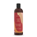 Un flacon de 237 ml d'Asiam Après Shampooing sans Rinçage à l'Huile de Ricin Noir de Jamaïque, avec une étiquette marron et beige, un texte doré et des ingrédients clés comme l'huile de ricin noir jamaïcain, la vitamine C et E, idéal pour le soin des cheveux. Dakar