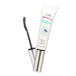 Un tube de 6 g de Etude Dr Mascara Fixer Perfect Lash Base à Mascara Waterproof Cils Volumisés et Courbés avec une baguette incurvée, un capuchon argenté et un emballage blanc avec du texte et des graphiques bleu sarcelle et violet. Dakar