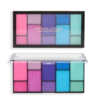 La palette de fards à paupières Reloaded Dimension Vivid Passion de Makeup Revolution comprend 10 fards à paupières vifs dans des tons rose, violet, bleu et vert, présentés dans un élégant étui noir avec le logo « Revolution » sur le couvercle. Dakar