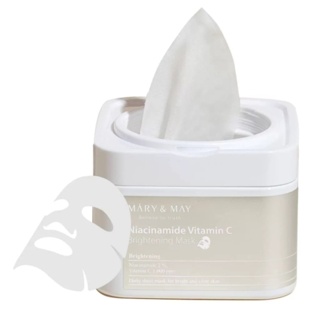Un contenant blanc de Numbuzin Tampon Éclaircissant Concentré de Vitamine ET Niacinamide Anti Imperfections avec un tampon partiellement retiré et une illustration sur l'étiquette avant. Dakar
