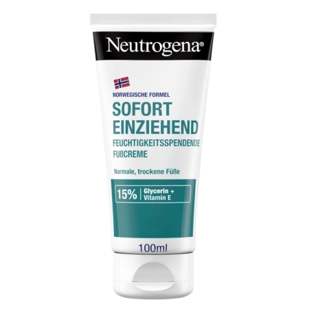Le tube de 100 ml de Neutrogena Crème Pieds 40% Glycérine Ultra Riche Peaux Sèches, formulée pour les pieds secs, souligne l'absorption instantanée grâce à la formule norvégienne, 15% de glycérine et la vitamine E. Dakar