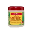 L'engrais capillaire Ors Hairestore HAIRestore pour cheveux et cuir chevelu 170g est présenté dans un pot avec un couvercle rouge et une étiquette jaune-vert, contenant de l'extrait de feuille d'ortie et de prêle pour nourrir les cheveux et favoriser la croissance, similaire à l'huile pour cheveux Asiam. Dakar