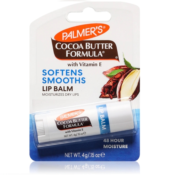 Le baume à lèvres hydratant Palmer’s Face et Lip Cocoa Butter Formula 4 g adoucit et hydrate les lèvres sèches jusqu’à 48 heures. Son emballage arbore une illustration de cabosse de cacao, similaire à celle du baume à lèvres Vaseline. Dakar