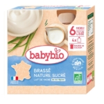 Un pack de 4 Babybio Desserts lactés bébé Brassé Nature Sucré (4x85g), un dessert lacté sucré pour bébé à partir de 6 mois, à base de lait de vache, d'origine française et source de calcium avec une texture onctueuse sur l'emballage. Dakar