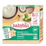 Babybio Brassé Végétal Coco Kiwi Banane 6 Mois et plus Bio, 4 gourdes de 85g : dessert 100% végétal à la noix de coco, kiwi et banane, adapté dès 6 mois et fabriqué en France. Dakar