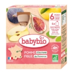 Babybio Fruits bébé Pomme d'Occitanie Figue de Provence Pack de 4 gourdes de 90g propose une purée de pommes et de figues tranchées, 100% fruits, sans sucre ajouté, sans gluten ni lait. Fabriqué à la Pomme d'Occitanie, convient aux bébés à partir de 6 mois. Dakar