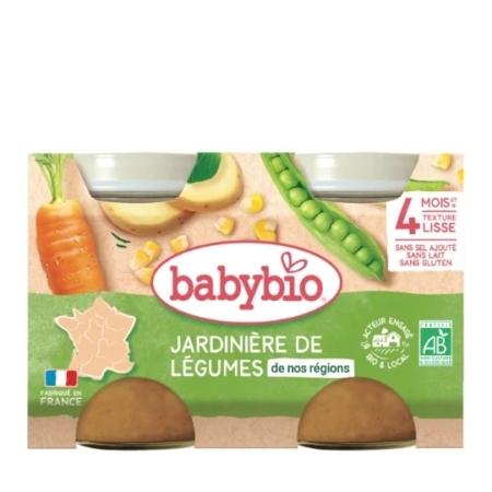 Babybio Jardinière de Légumes 4 Mois et + Bio (2 x 130g) : Petit pot bébé sans gluten de fabrication française pour 4 mois et plus, parfait pour introduire des légumes comme les carottes, les petits pois et les pommes de terre à votre tout-petit. Dakar