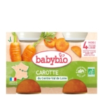 Babybio Légumes bébé Carotte du Centre-Val de Loire Petits pots 2x130 g contient une purée de carottes bio à la texture onctueuse, fabriquée en France. Convient à partir de 4 mois et s'associe bien avec Babybio Maïs Doux 6 Mois et + Bio. Les images de carottes sont sur l'étiquette. Dakar