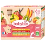 Babybio Multiparfums 6 Mois et plus Bio propose 8 sachets bio sans gluten (90g chacun) à la pomme, au kiwi de Nouvelle-Aquitaine, à la pêche, à la banane et plus encore pour les bébés de 6 mois et plus, ajoutant une touche de fraîcheur française aux repas. Dakar