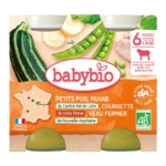 Babybio Petits pois Panais du Centre-Val de Loire Courgette de notre Ferme Veau fermier de Nouvelle-Aquitaine est un aliment bébé bio (2x200g) à base de petits pois, panais, courgettes et veau fermier. Fabriqué en France pour les bébés à partir de 6 mois. L'emballage comporte une carte de France. Dakar