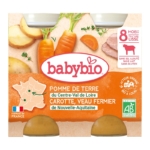 L'étiquette des petits pots Babybio 2x200g met en avant les carottes, le veau et la pomme de terre du Centre-Val de Loire. Adapté aux enfants de 8 mois et plus, il est certifié bio et d'origine française. Dakar