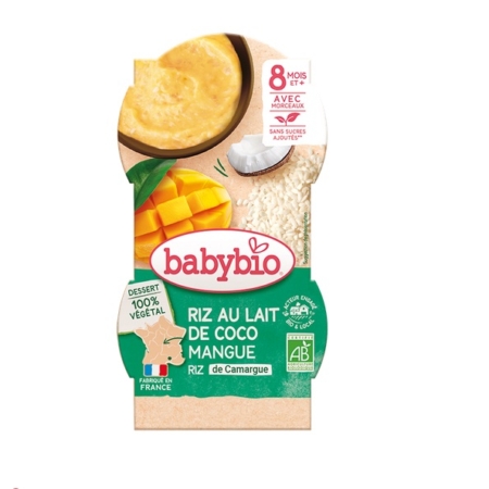Babybio Desserts végétaux bébé Riz au lait de Coco Mangue 2x100 g propose un riz au lait coco et mangue bio et végétal pour les bébés de 8 mois et plus, tout comme Babybio Mangue Pomme, mais avec de savoureuses noix de coco et mangue. Dakar