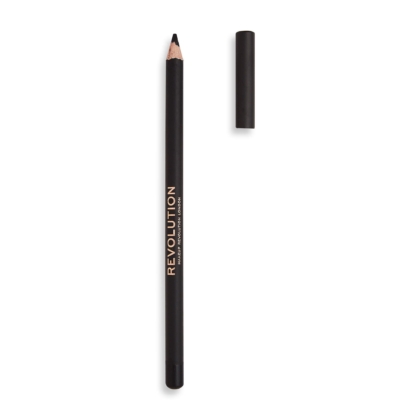 Un MakeUp Revolution Crayon Eye-liner Marron Longue Tenue de 1,30 g est présenté, avec "REVOLUTION" en lettres dorées sur le corps et la pointe aiguisée visible, prêt à l'application. Dakar
