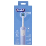 Un paquet de Oral Brosse à Dents Electrique Vitality Pro CrossAction Bleu, une brosse à dents électrique blanche et bleue avec une tête ronde, qui élimine la plaque dentaire en douceur et dispose d'une minuterie intégrée. Dakar