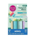 Le Pack de Varié de Baume À Lèvre Menthe Hydratant 100% Naturelle d'Eos Natural Shea Mint (4 pièces) présente des tubes pastel et comprend les parfums Arctic Mint, Vanilla Mint, Eucalyptus Mint et Peppermint Cream. Dakar
