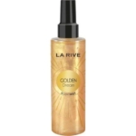 Le flacon de 200 ml de la brume corporelle Golden Dream Unisexe de La Rive se caractérise par un liquide aux reflets dorés, un bouchon vaporisateur noir et une étiquette rayonnante inspirée de l'élégance de l'Eau de Parfum mixte Lattafa Eclaire. Dakar