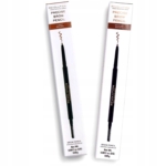 Deux boîtes rectangulaires blanches de MakeUp Revolution Crayon à Sourcils Precise Brow Pencil 0,05 g sont présentées, étiquetées Light Brown et Medium Brown, chacune avec une image du crayon noir et des détails sur le produit. Dakar