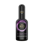 Le flacon noir de Manix Gel Lubrifiant Intime Premium à Base de Silicone 80 ml est orné d'un motif tourbillonnant violet, d'un texte doré et blanc et d'un bouchon noir. Dakar