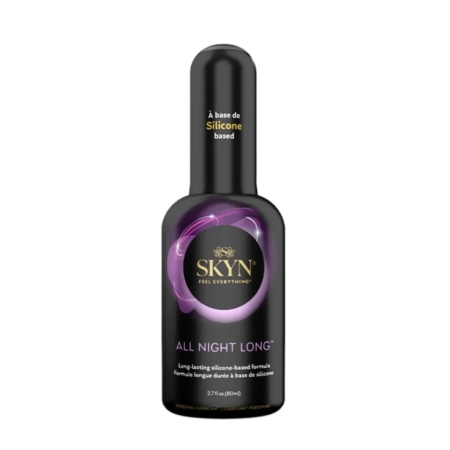 Le flacon noir de Manix Gel Lubrifiant Intime Premium à Base de Silicone 80 ml est orné d'un motif tourbillonnant violet, d'un texte doré et blanc et d'un bouchon noir. Dakar