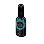 Un flacon noir de 80ml de Manix Skyn Gel Lubrifiant Naturel Sécheresse Vaginale FEEL EveryThing Aqua, avec une étiquette sarcelle et or, se tient debout sur un fond blanc. Dakar