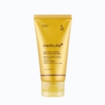 Un tube jaune de Medicube Masque de Nuit Révélateur d'Éclat Acide Kojique et Curcuma 75 ml, avec un étiquetage détaillé et les ingrédients, se tient debout sur un fond blanc. Dakar