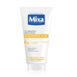 Un tube blanc de Mixa Niacinamide Glow Crème Illuminatrice Effet Naturel 50 ml avec 6% de squalane, niacinamide et vitamine C ; la formule hypoallergénique met en évidence les bénéfices pour les peaux fatiguées et ternes. Dakar