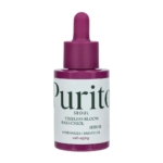 Un flacon compte-gouttes violet étiqueté "Purito Sérum Lissant Anti Age 1% de Bakuchiol 30 ml" est représenté sur un fond blanc. Dakar
