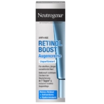 Vue de face d'une boîte de 15 ml de Neutrogena Crème Contour Yeux Anti Age Rétinol Boost Sans Parfum, avec un design bleu et blanc et un texte en français présentant les avantages anti-âge et les ingrédients clés : rétinol, antioxydants et acide hyaluronique. Dakar