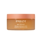 Un pot orange avec un couvercle de couleur pêche étiqueté "Payot Masque 2 en 1 Nettoyant et Purifiant Éclat Peeling Visage" est représenté sur un fond blanc. Dakar