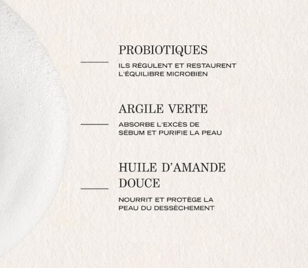 Probiotiques, argile verte et huile d'amande douce sont les ingrédients clés du Payot Savon Nettoyant Purifiant Anti Imperfections Visage et Corps 65 g pour purifier, équilibrer et nourrir la peau. Dakar