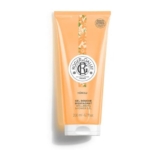 Un tube orange de 200ML de Roger et Gallet Néroli Gel Douche avec un motif floral sur le devant et un bouchon blanc. Dakar